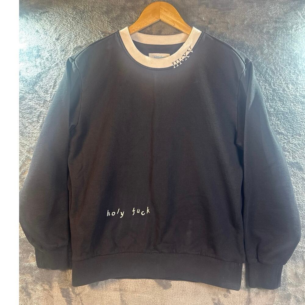 Voight by Valentina Made in Heaven “Holy F*^k” Crewneck Sweatshirt Medium Black